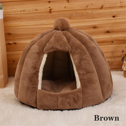 Cat Bed, Cat Bed Cave, Cat Covered Bed, House Cat Bed Brown / 48cmX40cm Pumpkin-Brown Cat House