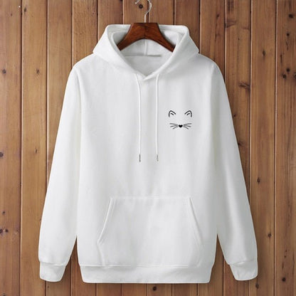 cat ears hoodies, sweatshirt hoodies, cat hoodies, women cat sweatshirt white / M Men's winter hoodies face