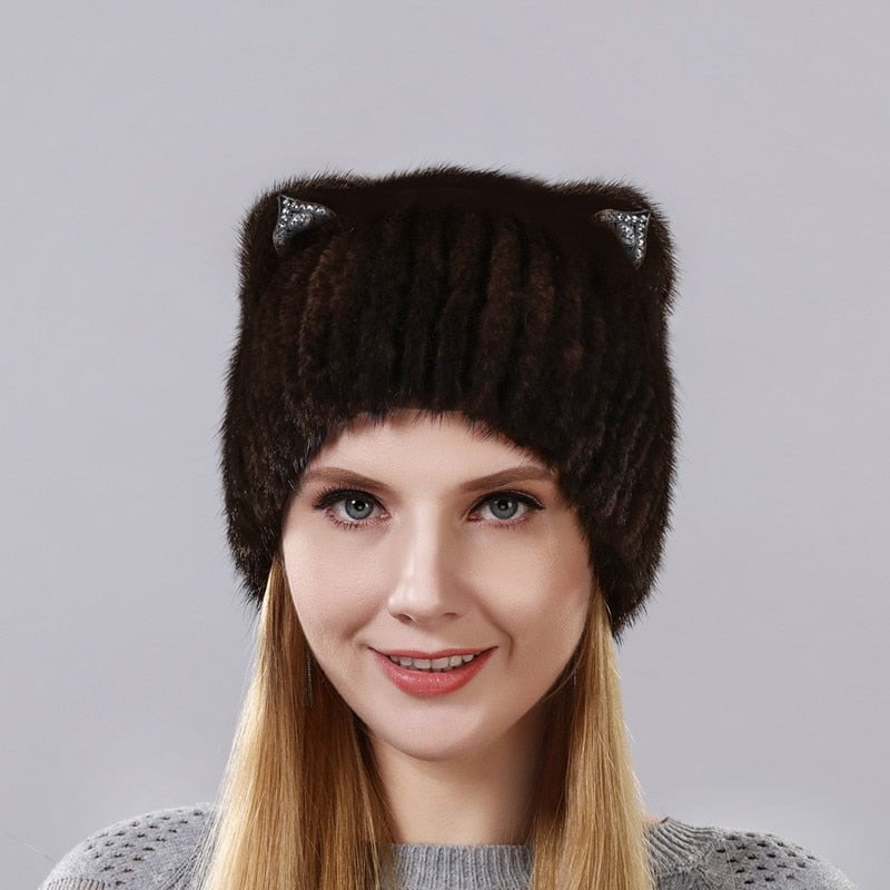 cat hat, cat women hat, women hat, ladies hat, hat 002 Women's winter beanie with ear -up RPC:0065371217480.04