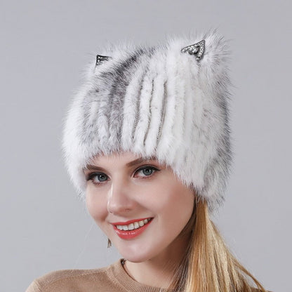 cat hat, cat women hat, women hat, ladies hat, hat 003 Women's winter beanie with ear -up RPC:0065371217480.03