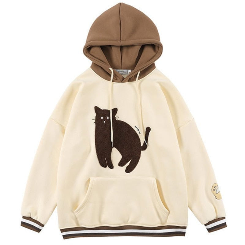 cat hoodie, women cat hoodie, sweatshirt, women cat sweatshirt Khaki / M Winter hoodies funny MCH:0026006984350.05