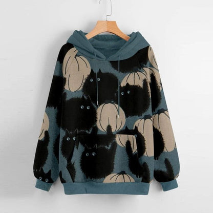 cat hoodie, women cat hoodie, sweatshirt, women cat sweatshirt Turquoise / XXL Womens oversized hoodie OCH:83900000088449