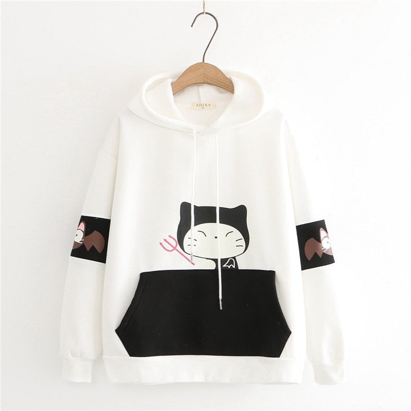 cat hoodie, women cat hoodie, sweatshirt, women cat sweatshirt white / M Women's sweatshirt pretty PHCS:001576279440.05