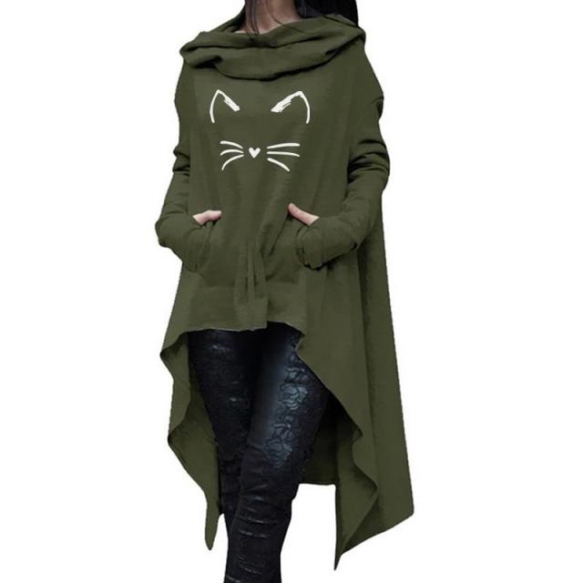 cat hoodies, cat women hoodie, women cat sweatshirt, pullover, sweatshirt, hoodie Green / S ladies winter hoodie dress bv VBL:6803233446796