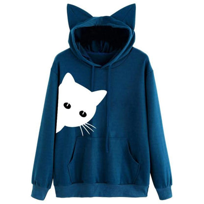 cat hoodies, sweatertshirt, pullover, cold coat Blue / S Ladies hoodies WHS:6803511517027