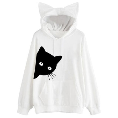 cat hoodies, sweatertshirt, pullover, cold coat White / S Ladies hoodies WHS:6803511517027