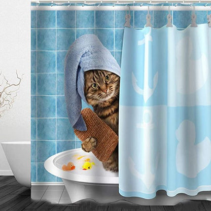 cat shower curtains, shower curtains, bathroom curtains as photo2 / W180xH180 cm Romantic Shower Cat Curtains RCT:065252887783