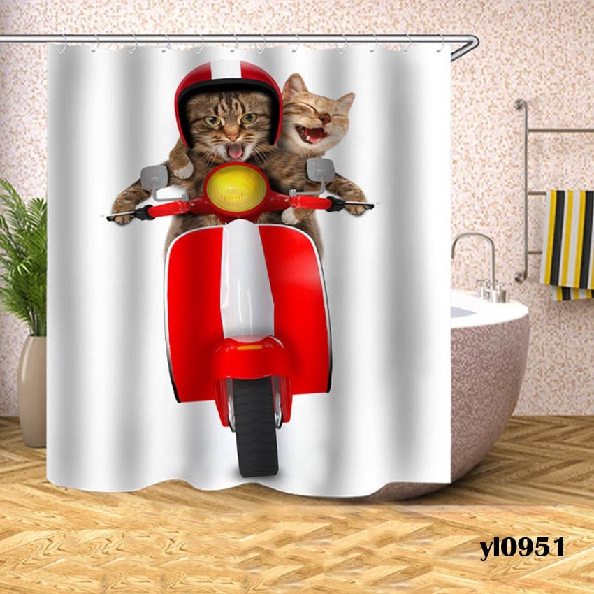 cat shower curtains, shower curtains, bathroom curtains Pattern 3 / W150xH180cm PIZZA Cat Shower Curtains PCS:0067168401315