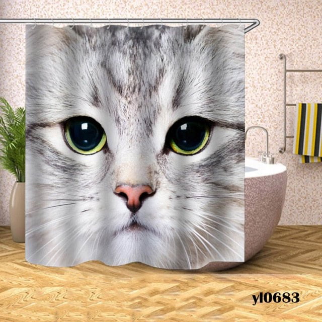 cat shower curtains, shower curtains, bathroom curtains Pattern 8 / W150xH180cm PIZZA Cat Shower Curtains PCS:0067168401315