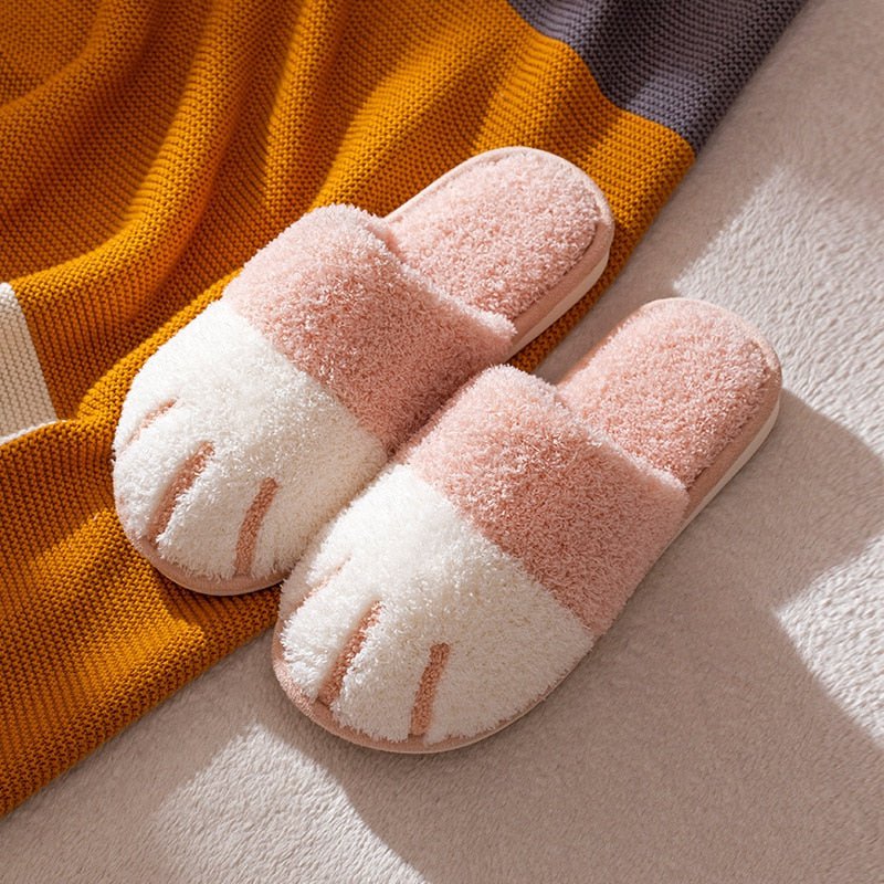 cat slippers, slippers, women cat paw slippers, ladies slippers PAW Fluffy Cat plush Slippers