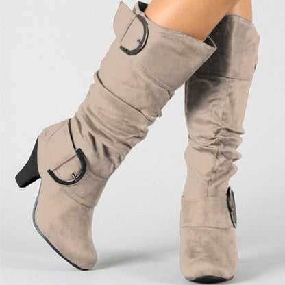 Knee-high boots, women high heel boots, women ankle boots, Women Retro Boot Beige / 7 Women's Boots High Heel For Women Retro Shoe WHB:003527741268.01