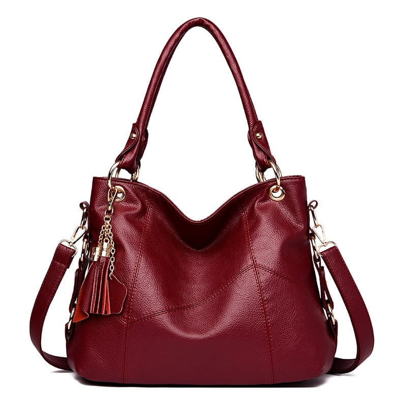 shoulder and handbag Red Roseau Leather Handbag Shoulder Tote Bags RSH:6804184031317.01