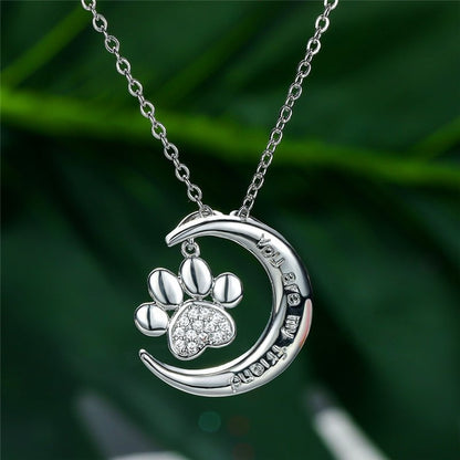 silver cat necklace, cat jewelry, cat necklace 40cm MoonPaw Necklace