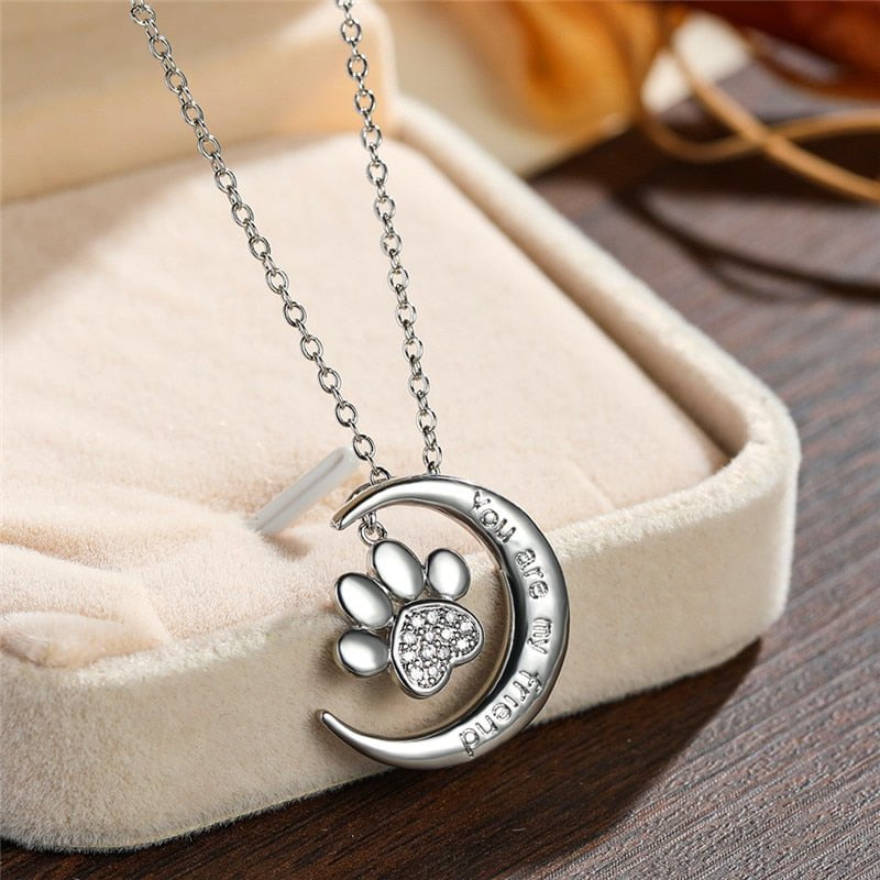silver cat necklace, cat jewelry, cat necklace 40cm MoonPaw Necklace