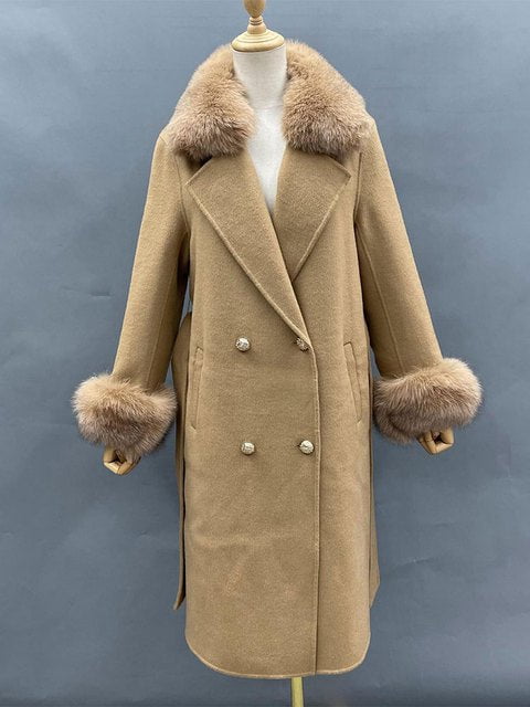 winter coats jacket Camel / S Women's fox fur jackets PCJ:6804115194818.46