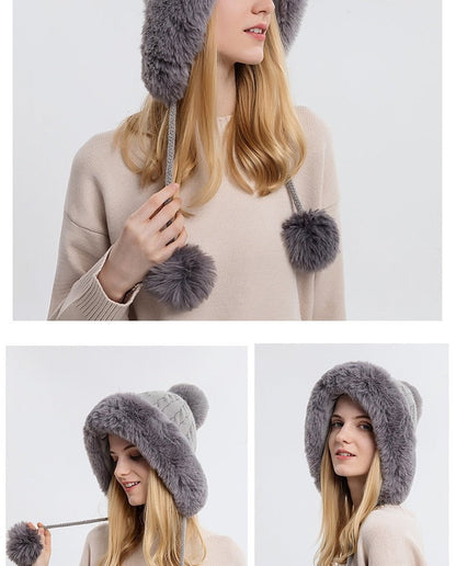 Winter Warm Knitted Hat Fur bella