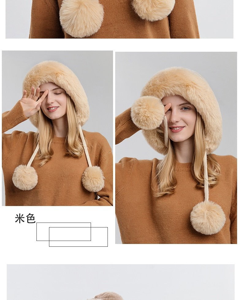 Winter Warm Knitted Hat Fur bella
