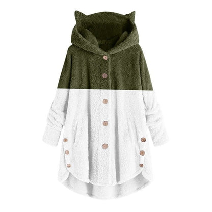 women cat ears hoodies, fleece coat, sweatshirt hoodies, female hoodies, cat hooodies Green / M Long fleece coat SKETCHES-Green WCB-CTG-124-CF33