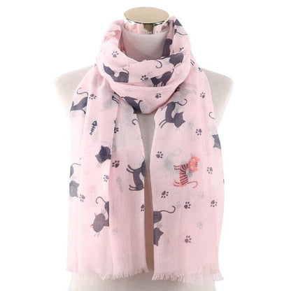 women cat scarf, cat scarf, cat scarf for women Pink louis women's scarf