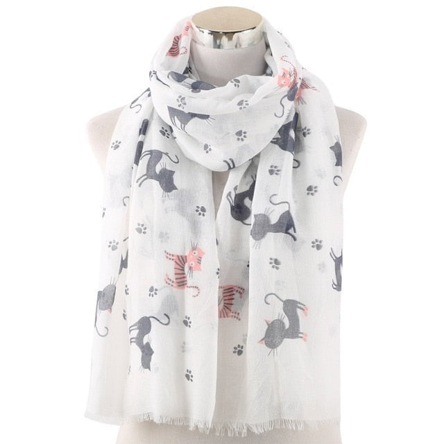 women cat scarf, cat scarf, cat scarf for women White louis women's scarf