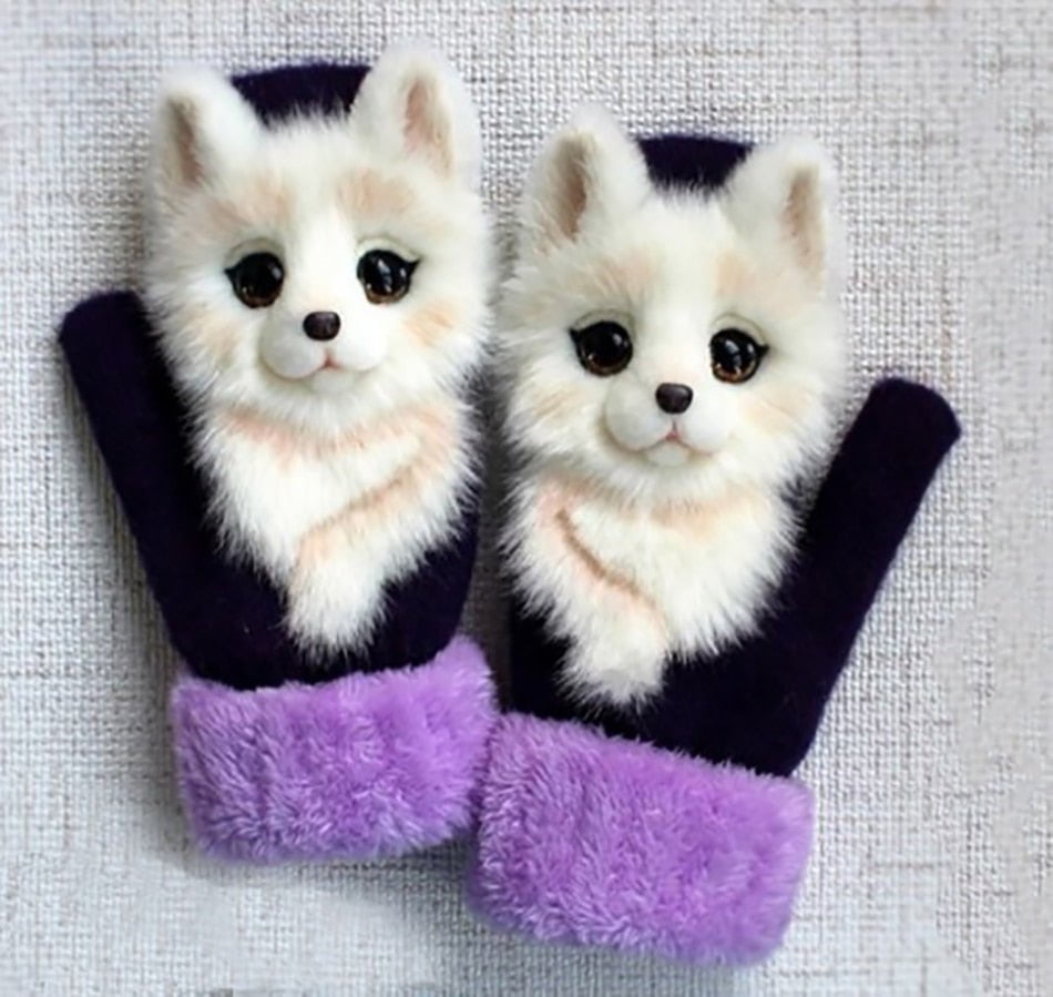 women winter gloves, cat gloves, cartoon cat warm gloves Animal Adult C Womens winter gloves AAT-CAT-SNC-CF47
