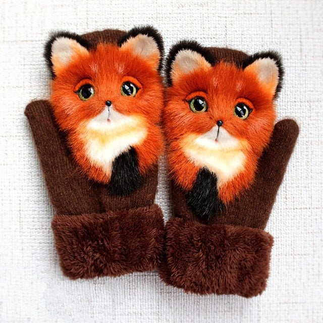 women winter gloves, cat gloves, cartoon cat warm gloves Animal Adult  D Womens winter gloves AAT-CAT-SND-CF47